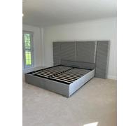 Stratus Interiors Atlas Wide Headboard Gold & Silver Trim Bed Frame - Add Professional Assembly & Delivery- King - No Storage Type