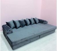 Stratus Interiors Bella Cinema Sofa Tv Room Chesterfield Design With Optional Cup Holders-Black Plush-Chesterfield Front And Sides-No Cupholders