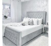 Stratus Interiors Bliss Bed Diamond Pattern Bed With Bumper Border - Add Professional Assembly & Delivery- King - Gas Lift Ottoman Storage Type