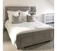 Stratus Interiors Calvin Velvet Upholstered Studded Bed Frame - Add Professional Assembly And Delivery To Room Of Choice - Double - No Storage Type