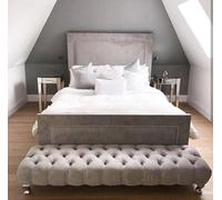 Stratus Interiors Calvin Velvet Upholstered Studded Bed Frame - Add Professional Assembly & Delivery- Super King - Gas Lift Ottoman Storage Type