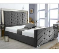 Stratus Interiors Chevron Art Deco Design Mirrored Bed - Add Professional Assembly And Delivery To Room Of Choice - Double - No Storage Type