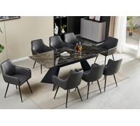 Stratus Interiors Chicago Extendable Ceramic Top Dining Table - Black, Modern Extendable Design, 160-200 Cm