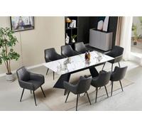 Stratus Interiors Chicago Extendable Ceramic Top Dining Table - Cream, Modern Extendable Design, 160-200 Cm
