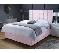 Stratus Interiors Childrens Divan Bed Set With Drawer Cubed Headboard Pink Blue Velvet - Doorstep Delivery Only No Assembly - Single - 2 Drawer
