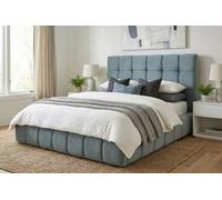 Stratus Interiors Cloud Bed Fabric Cubed Platform Bed Optional Storage-Doorstep Delivery Only No Assembly-Small Double-Gas Lift Ottoman Storage