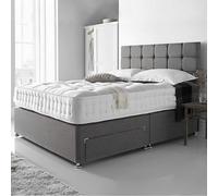 Stratus Interiors Divan Bed Optional Drawers Plush Velvet And Fabric Floor Standing Headboard - Headboard Design Chesterfield - Single - No Drawers