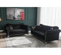 Stratus Interiors Elegance Chesterfield Back Velvet Sofa Plain Seating Cushions - Add Professional Assembly & Delivery- 3 Seater Plus 2 Seater Set