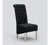 Stratus Interiors Emma Tall Lion Knocker Velvet Dining Chair - Black