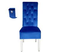 Stratus Interiors Emma Tall Lion Knocker Velvet Dining Chair - Blue