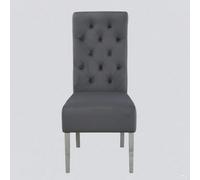 Stratus Interiors Emma Tall Velvet Lion Knocker Dining Chair - 1 Pcs Dark Grey