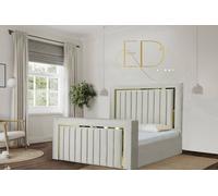 Stratus Interiors Emperor Tv Bed Gold Silver Trim Panel Border - White | Size: Super King Stratus Interiors White Super King