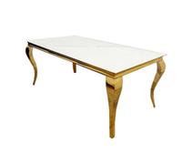 Stratus Interiors Gold Louis Dining Table With Gold Long Metal Legs - Add Professional Assembly And Delivery To Room Of Choice - 1.5 Mt - Black