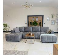 Stratus Interiors Grey Shanghai Bubble U-Shape Sofa Bed - Soft Chenille Fabric