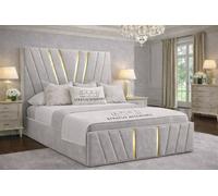 Stratus Interiors Grey Upholstered Velvet Bed Frame - Single 3ft with Gas Lift Storage Stratus Interiors Grey Single