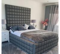 Stratus Interiors Hampshire Tall Cubed Design Bed Frame Large Cubed Sides - Doorstep Delivery Only No Assembly - Small Double - No Storage Type