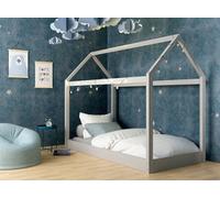 Stratus Interiors Hickory House Bed Kids Wooden House Style Canopy Single Bed - Grey - Doorstep Delivery Only No Assembly