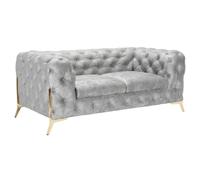 Stratus Interiors Italian Chesterfield Sofa Plush Velvet UK Manufactured in Pale Grey | Size: 2 Seater Stratus Interiors Pale Grey 2 Seater