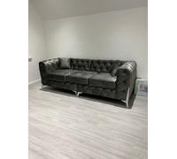 Stratus Interiors Italian Chesterfield Upholstered Velvet Fullback Sofa - 3 Seater