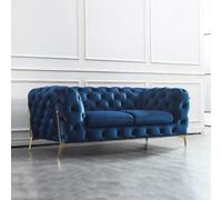 Stratus Interiors Italian Chesterfield Velvet Sofa - Silver Naples - Corner