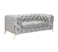 Stratus Interiors Italian Chesterfield Velvet Sofa - Silver Plush - 2 Seater
