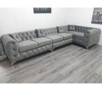 Stratus Interiors Italian Velvet Chesterfield Sofa Hand Upholstered - L Shape Corner