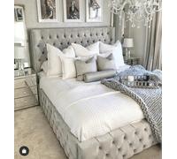 Stratus Interiors Kensington Wing Back Studded Bed Frame. - Add Professional Assembly And Delivery To Room Of Choice - King - No Storage Type