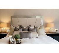 Stratus Interiors Knightsbridge Art Deco Lined Mirrored Bed Frame - Add Professional Assembly & Delivery- Double - Gas Lift Ottoman Storage Type