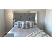 Stratus Interiors Knightsbridge Art Deco Lined Mirrored Bed Frame - Add Professional Assembly & Delivery- King - Gas Lift Ottoman Storage Type