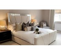 Stratus Interiors Knightsbridge Art Deco Lined Mirrored Bed Frame - Doorstep Delivery Only No Assembly - Single - Gas Lift Ottoman Storage Type