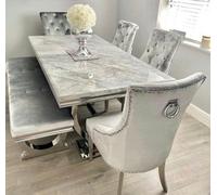 Stratus Interiors Light Grey 1.8M Marble Dining Table - Modern Luxury - 180 (W) 90 (D) 74 (H)
