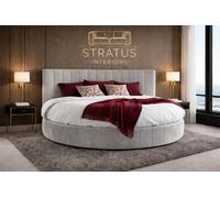 Stratus Interiors Light Grey Orbis Round Bed - Luxury Statement Bed For Bedroom