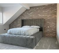 Stratus Interiors Lined Ambassador Platform Wing Back Bed Optional Gas Lift Storage - Cream Naples - Single - Slatted Base