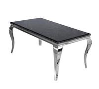 Stratus Interiors Louis Marble Top Dining Table With Long Metal Legs - Add Professional Assembly & Delivery To Room Of Choice - 2 Mt - Black Marble