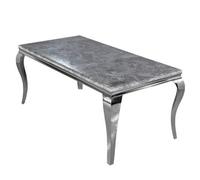 Stratus Interiors Louis Marble Top Dining Table With Long Metal Legs - Add Professional Assembly & Delivery- 2 Mt - Light Grey Marble