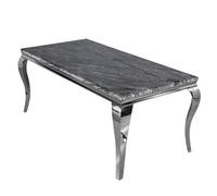 Stratus Interiors Louis Marble Top Dining Table With Long Metal Legs - Doorstep Delivery Only No Assembly - 1 Mt - Black Marble