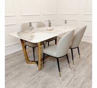 Stratus Interiors Lucien 1.6 Chrome Dining Table With Polar White Sintered Stone Top