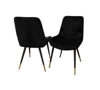 Stratus Interiors Luna Velvet Quilted Dining Chair Black, Green, Grey, Teal, Cream And Navy - Blue