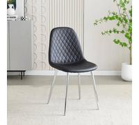 Stratus Interiors Luxury Quilted back PU Dining Chair with Chrome Legs in Black Stratus Interiors Black