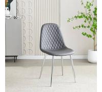 Stratus Interiors Luxury Quilted back PU Dining Chair with Chrome Legs in Grey Stratus Interiors Grey