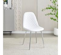 Stratus Interiors Luxury Quilted back PU Dining Chair with Chrome Legs in White Stratus Interiors White