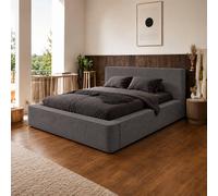 Stratus Interiors Mini Ambassador Platform Bed Short Headboard - Gas Lift Storage - GOLD in Grey | Size: Double Stratus Interiors Grey Double