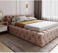 Stratus Interiors Mini Ambassador Short Chunky Headboard Bed Frame - Doorstep Delivery Only No Assembly - King - Gas Lift Ottoman Storage Type