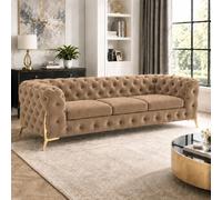 Stratus Interiors Modern Italian Chesterfield Sofa Plush Velvet 3 Seater 195W in Blue | Size: 190 cm x 60 cm Stratus Interiors Blue 190 cm x 60 cm