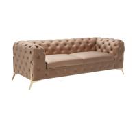 Stratus Interiors Modern Italian Chesterfield Sofa Plush Velvet 3 Seater 195W in Medium Beige | Size: 190 cm x 60 cm Stratus Interiors Medium Beige 190 cm x 60 cm