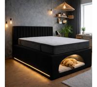Stratus Interiors Modern Upholstered Bed Frame with Built-In Dog Bed in Black | Size: Single Stratus Interiors Black Single
