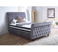 Stratus Interiors Montreal Chesterfield Upholstered Sleigh Bed Frame - Add Professional Assembly & Delivery- Small Double - No Storage Type