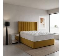 Stratus Interiors Oulton Wingback Divan Bed with Panel Headboard - Non storage in Mustard | Size: Double Stratus Interiors Mustard Double