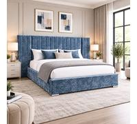 Stratus Interiors Raphael Extra Wide Upholstered Panel Bed - Double - No Storage - Blue | Size: Single Stratus Interiors Blue Single