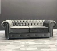 Stratus Interiors Regal Classic Chesterfield Sofa Deep Button Soft Velvet And Wool Fabric - 2 Seater